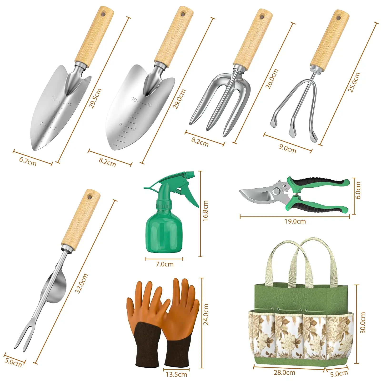 9PCS Stainless Steel Garden Ha - Spade Digging Fork 评论和价格