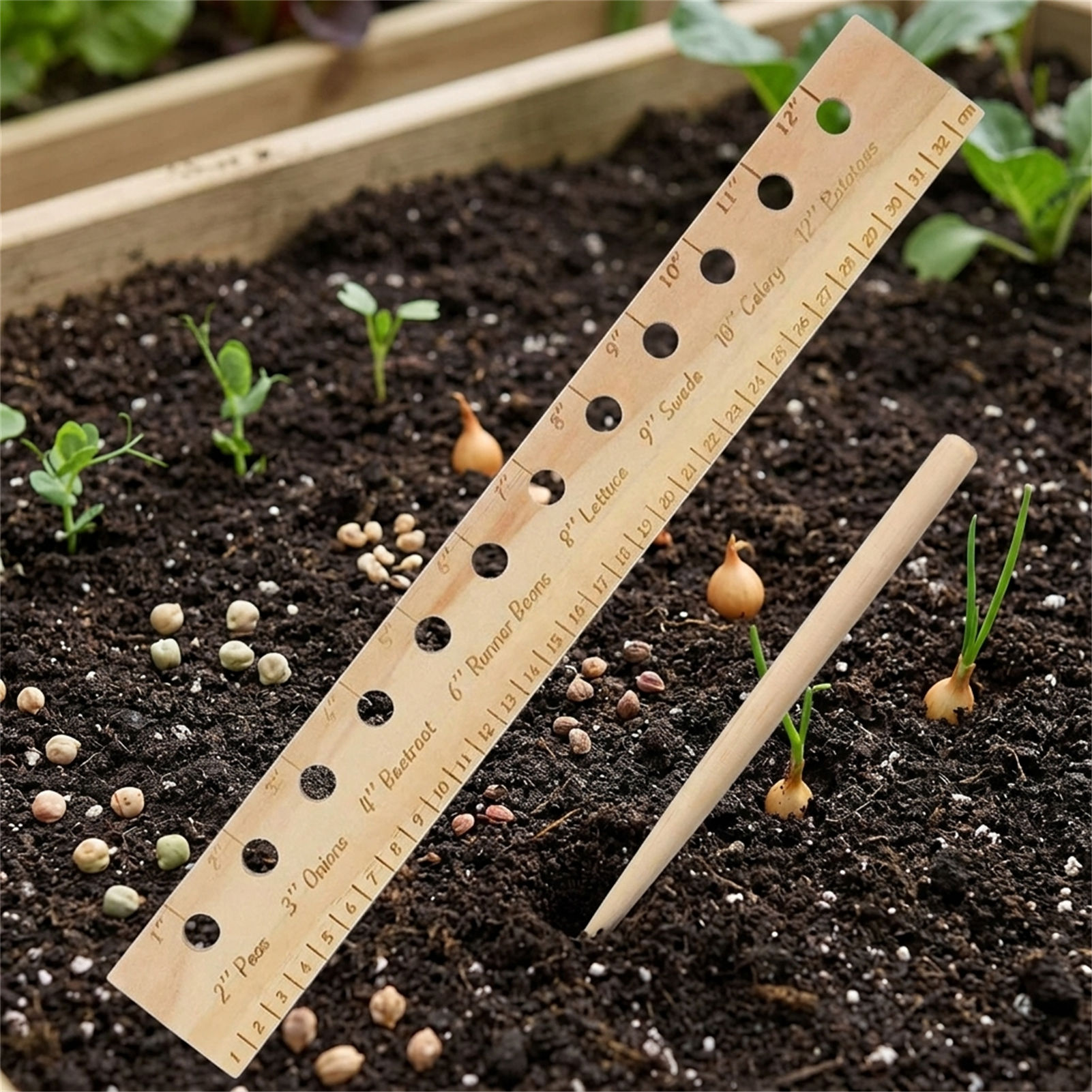 Solid Wood Planting Ruler for  - Gardening Tools Vegetables 评论和价格