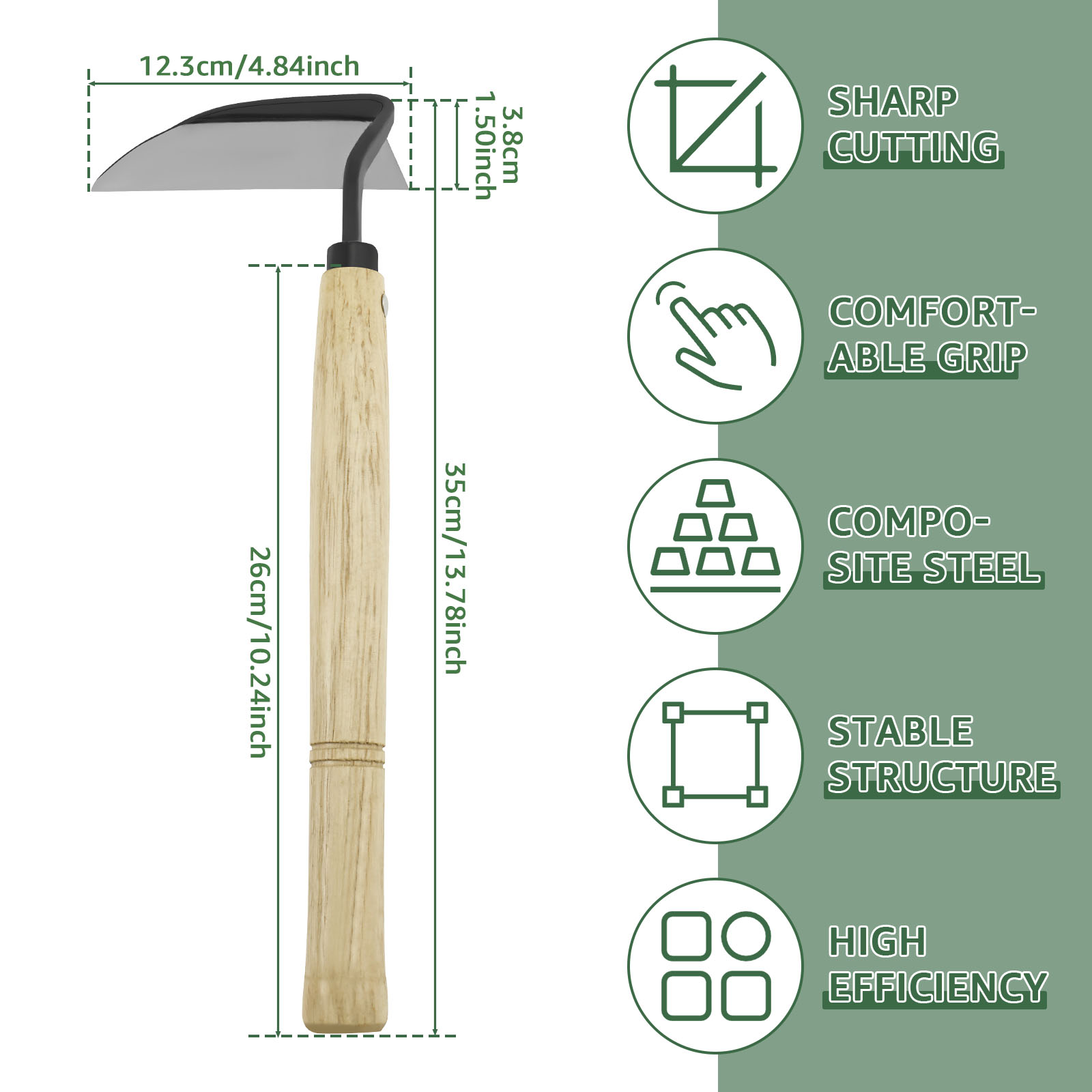 Japanese Weeding Sickle Wooden - Gardening Hand Tools Japanese 评论和价格