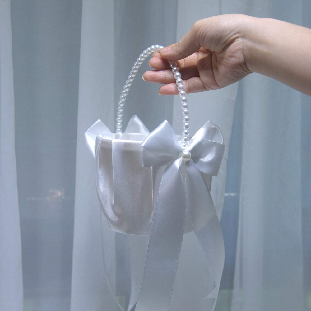 White Satin Bow Flower Girl Ba - Gardening Tools Girls 评论和价格