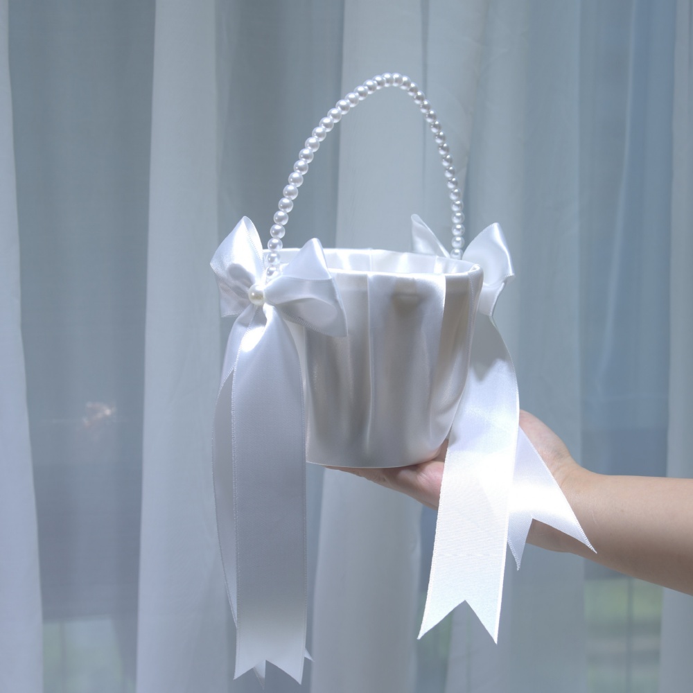 White Satin Bow Flower Girl Ba - Gardening Tools Girls 评论和价格